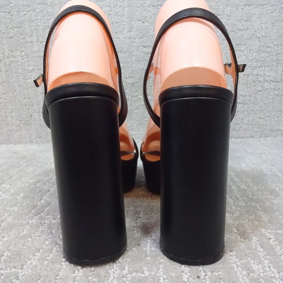 Gucci Marmont Double G Women's Size 39 EU Black Leather High Heel Sandals Shoes - Picture 3 of 14